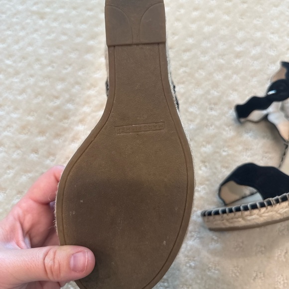 Marc Fisher Black Suede Scallop Espadrille Wedge Sandals Size 10M - Picture 11 of 11